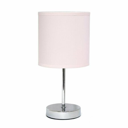 LIGHTING BUSINESS Chrome Mini Basic Table Lamp with Fabric Shade, Blush Pink LI2752327